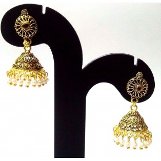 Golden Oxidized Earrings Jhumka Jhumki Jewelry Bollywood Drop Dangle Long EA172